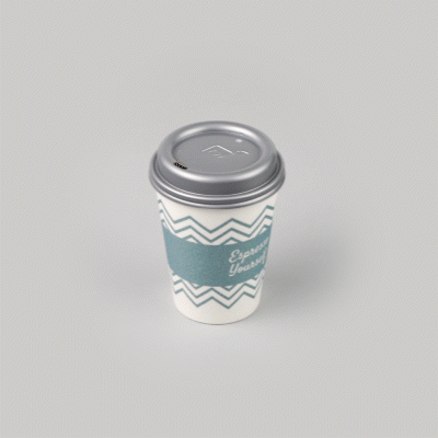 Restpresso 12 oz Blue Paper Insulated Hot Cup - Espresso Yourself, with Gray Lid - 100 count box