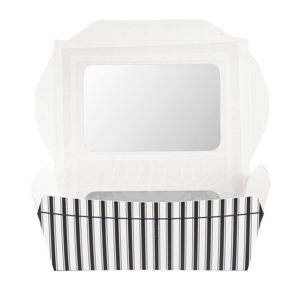 Chef 101 57 oz Rectangle Black and White Paper Extra Large Bio Take Out Container- Windows,PLA Lining - 8" x 5 1/2" x 2 1/2" - 200 count box