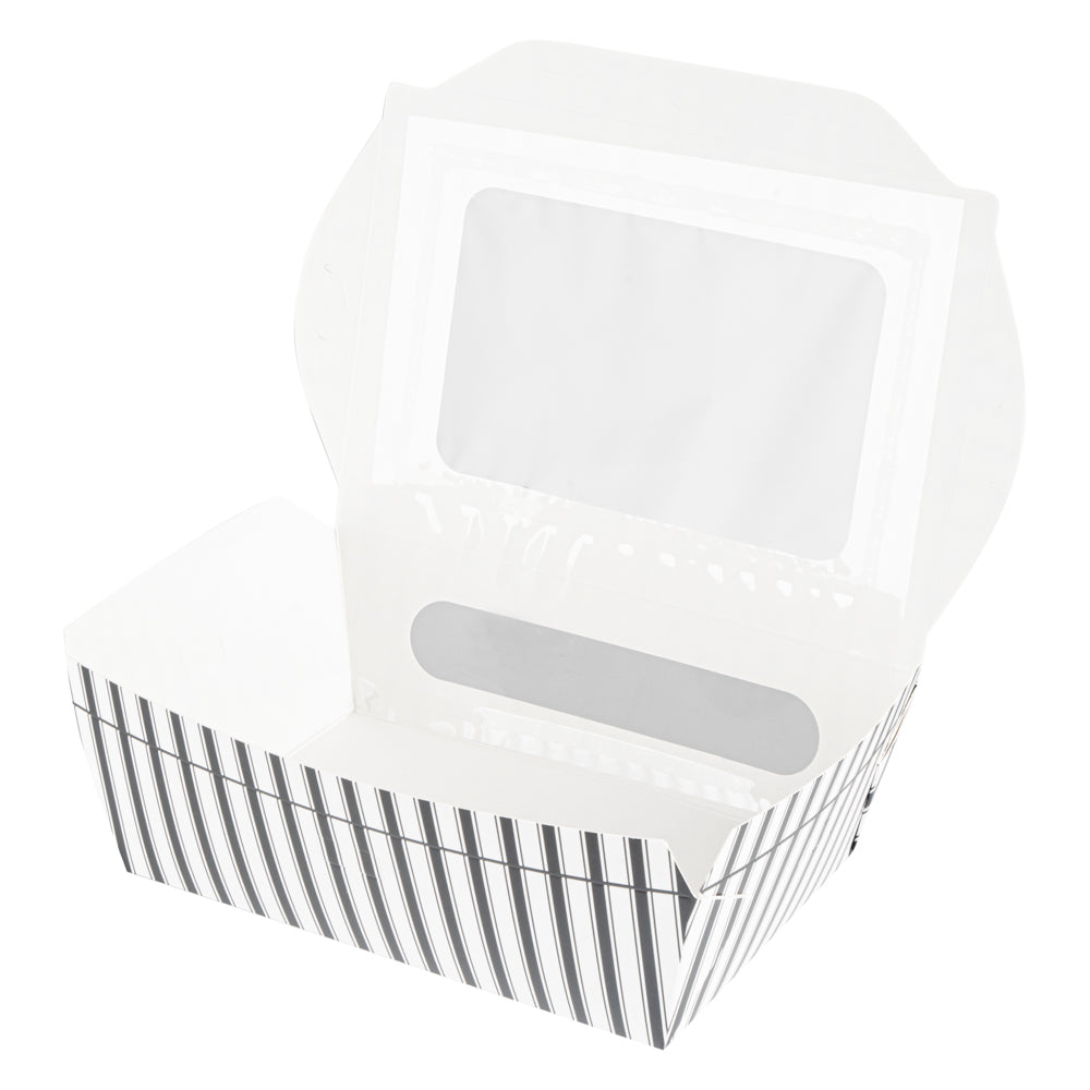 Chef 101 57 oz Rectangle Black and White Paper Extra Large Bio Take Out Container- Windows,PLA Lining - 8" x 5 1/2" x 2 1/2" - 200 count box