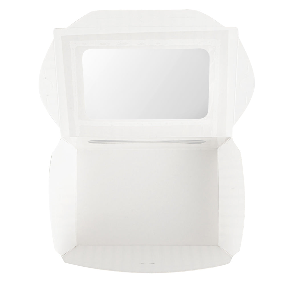 Chef 101 57 oz Rectangle Black and White Paper Extra Large Bio Take Out Container- Windows,PLA Lining - 8" x 5 1/2" x 2 1/2" - 200 count box