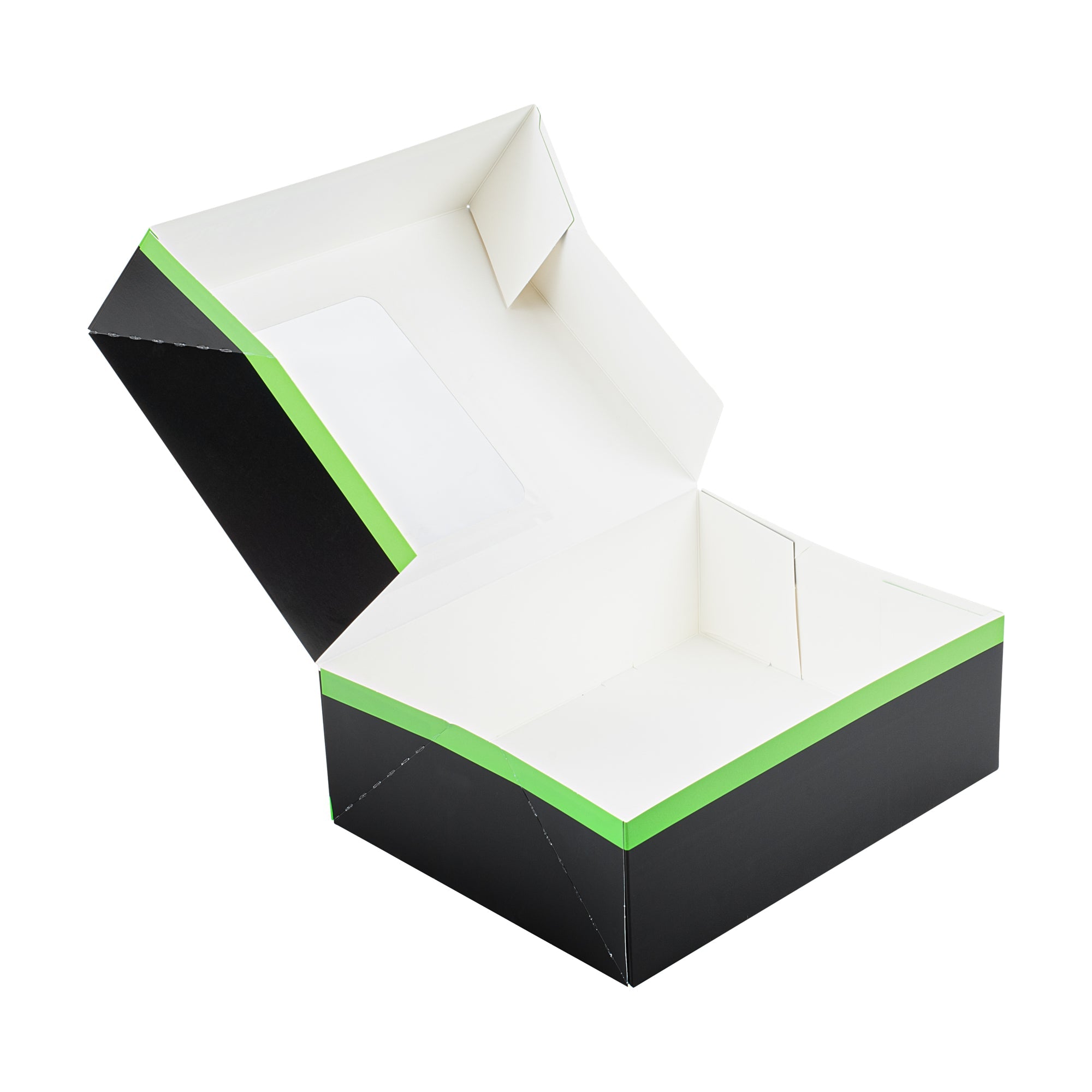Sustain Rectangle Black Paper Auto-Popup Bakery Box - with PLA Lining and Window - 9" x 7" x 3" - 200 count box