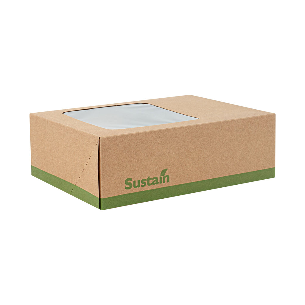 Sustain Rectangle Kraft Paper Auto-Popup Bakery Box - with PLA Lining and Window - 9" x 7" x 3" - 200 count box