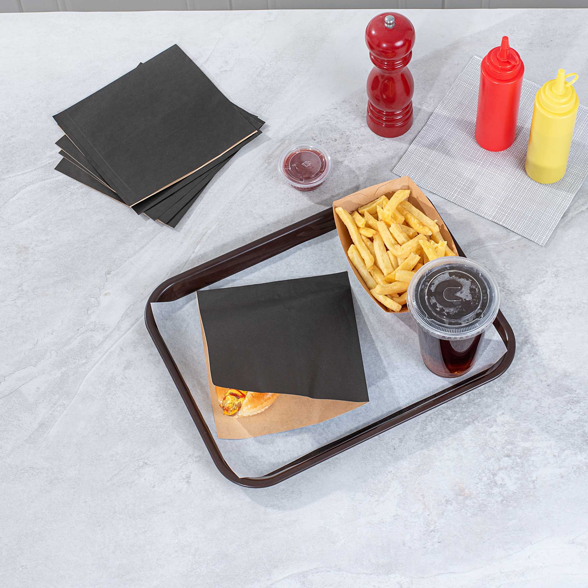 Bag Tek Black Paper Medium Double Open Bag - Greaseproof - 7" x 6 3/4" - 5000 count box