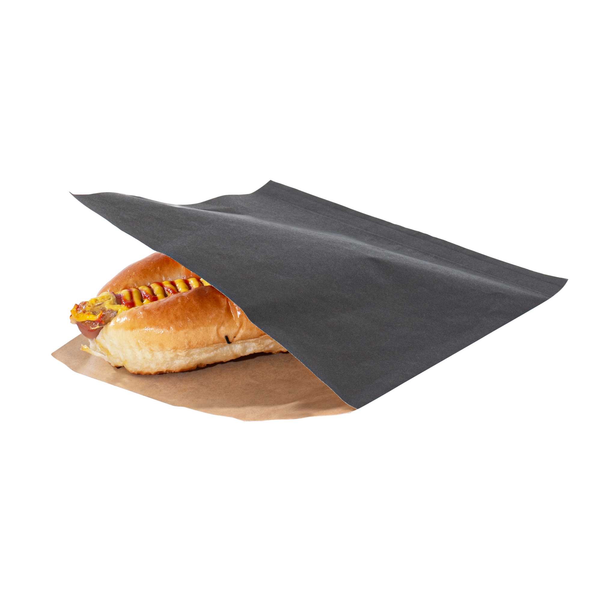 Bag Tek Black Paper Medium Double Open Bag - Greaseproof - 7" x 6 3/4" - 100 count box