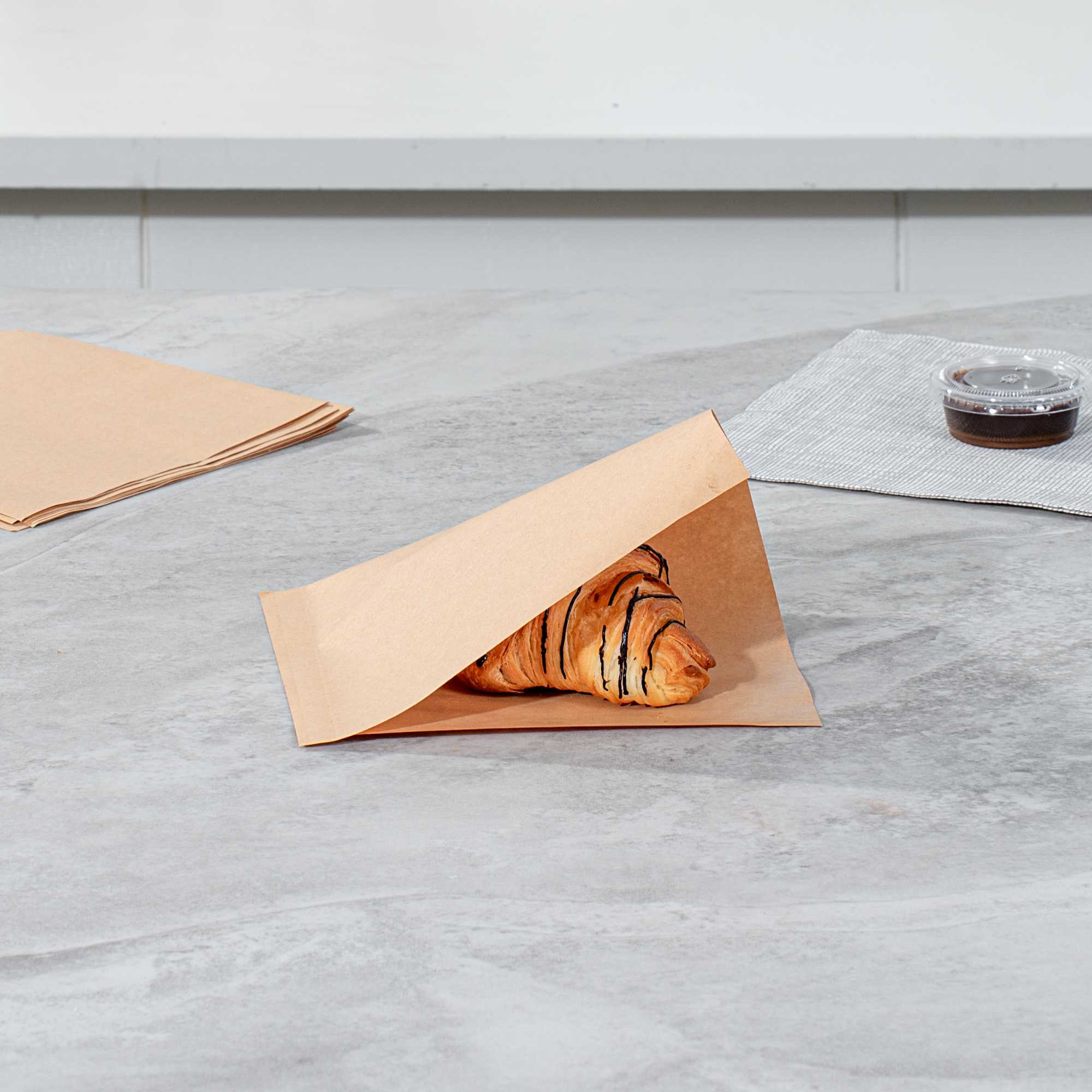 Bag Tek Kraft Paper Medium Double Open Bag - Greaseproof - 7" x 6 3/4" - 100 count box