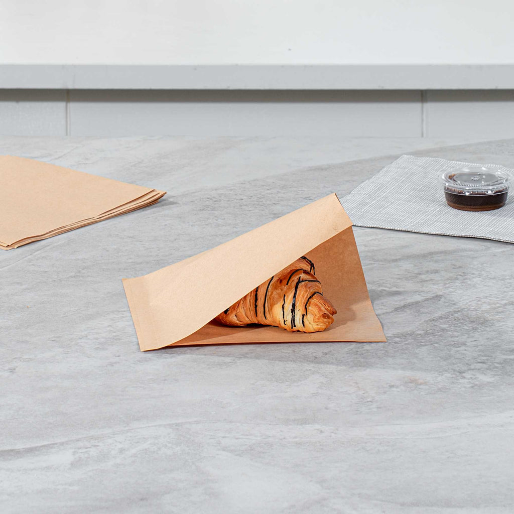 Bag Tek Kraft Paper Medium Double Open Bag - Greaseproof - 7" x 6 3/4" - 5000 count box