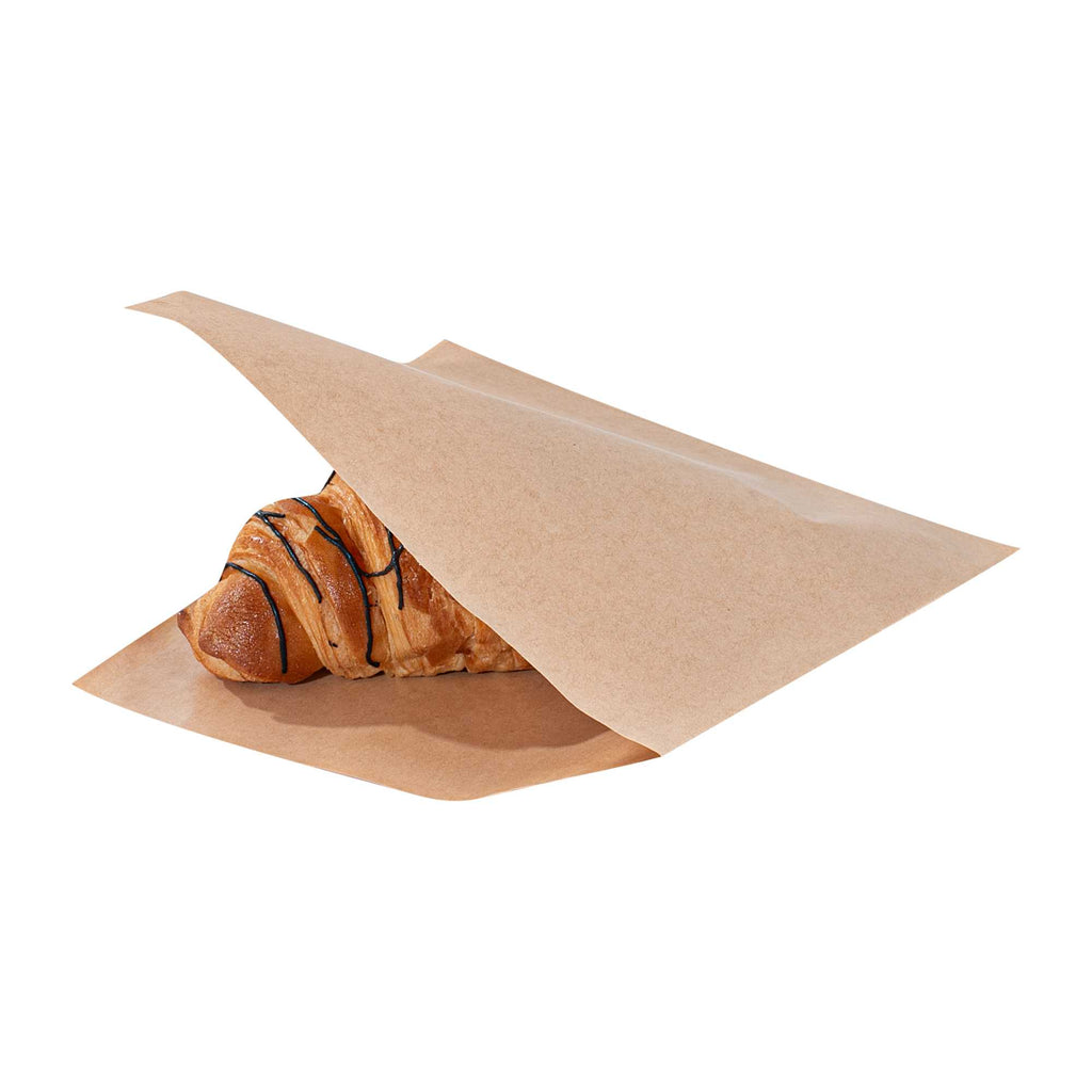 Bag Tek Kraft Paper Medium Double Open Bag - Greaseproof - 7" x 6 3/4" - 100 count box