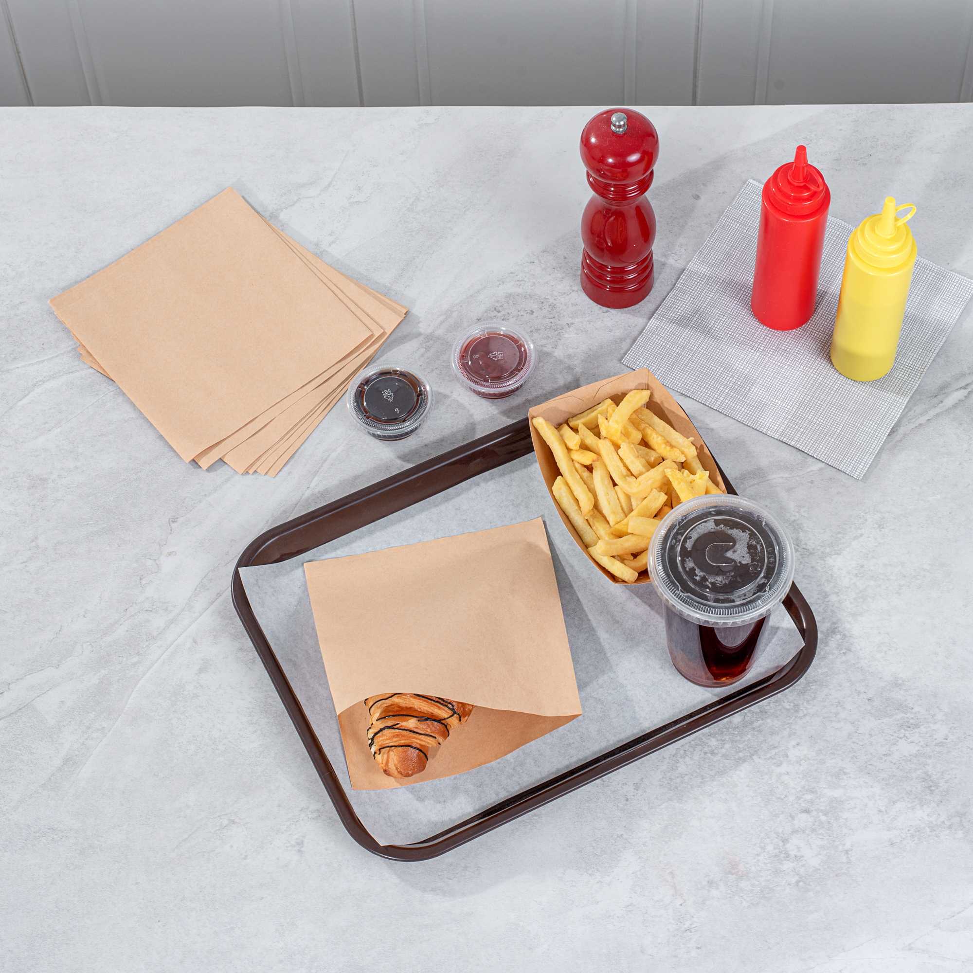 Bag Tek Kraft Paper Medium Double Open Bag - Greaseproof - 7" x 6 3/4" - 100 count box