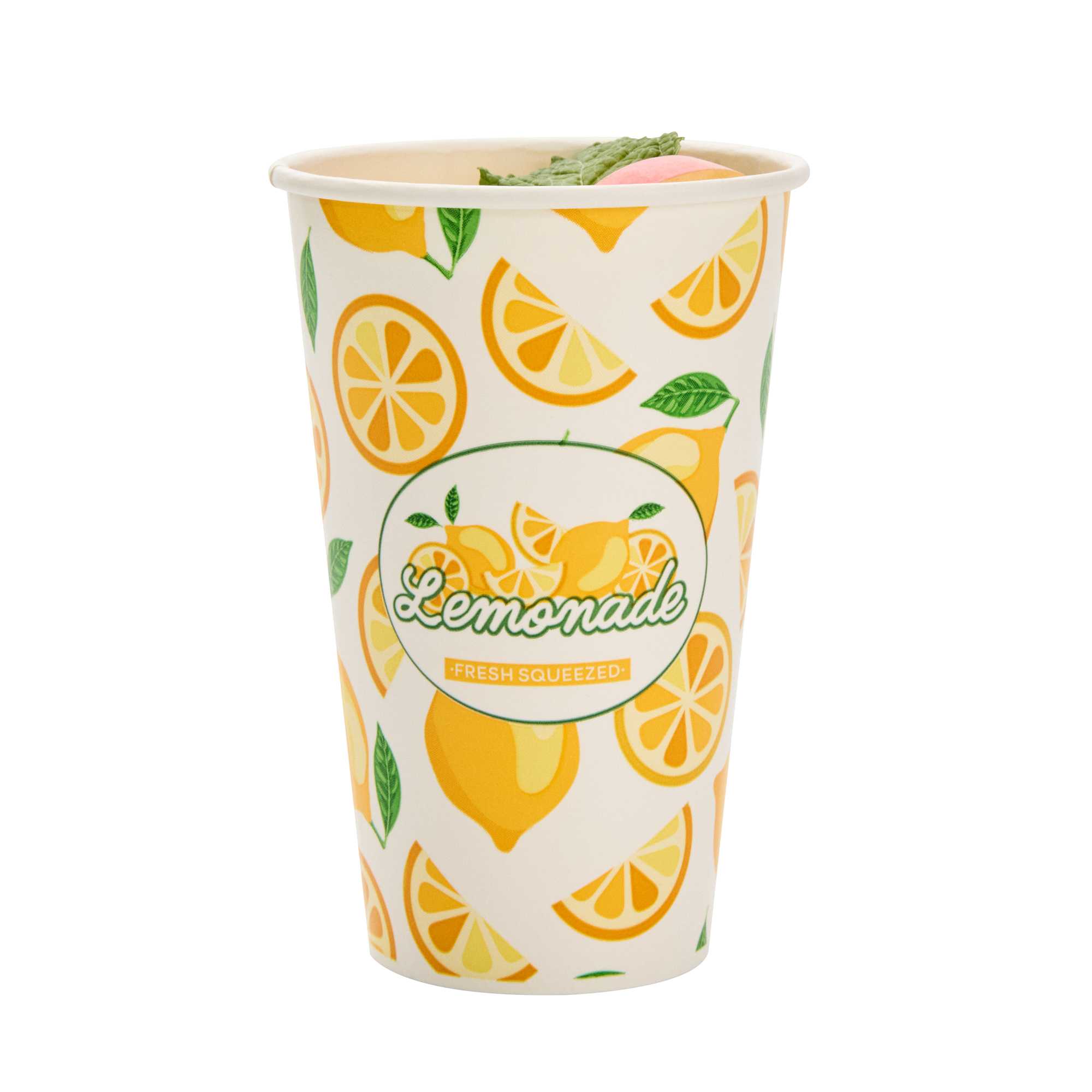Chef 101 16 oz Poly Paper Lemonade Cup - 25 count box