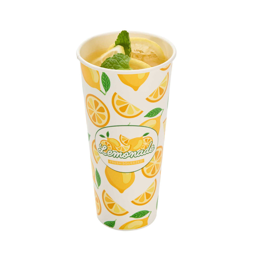 Chef 101 24 oz Tall Poly Paper Lemonade Cup - 500 count box