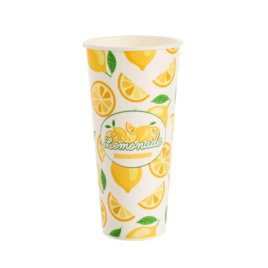 Chef 101 24 oz Tall Poly Paper Lemonade Cup - 25 count box