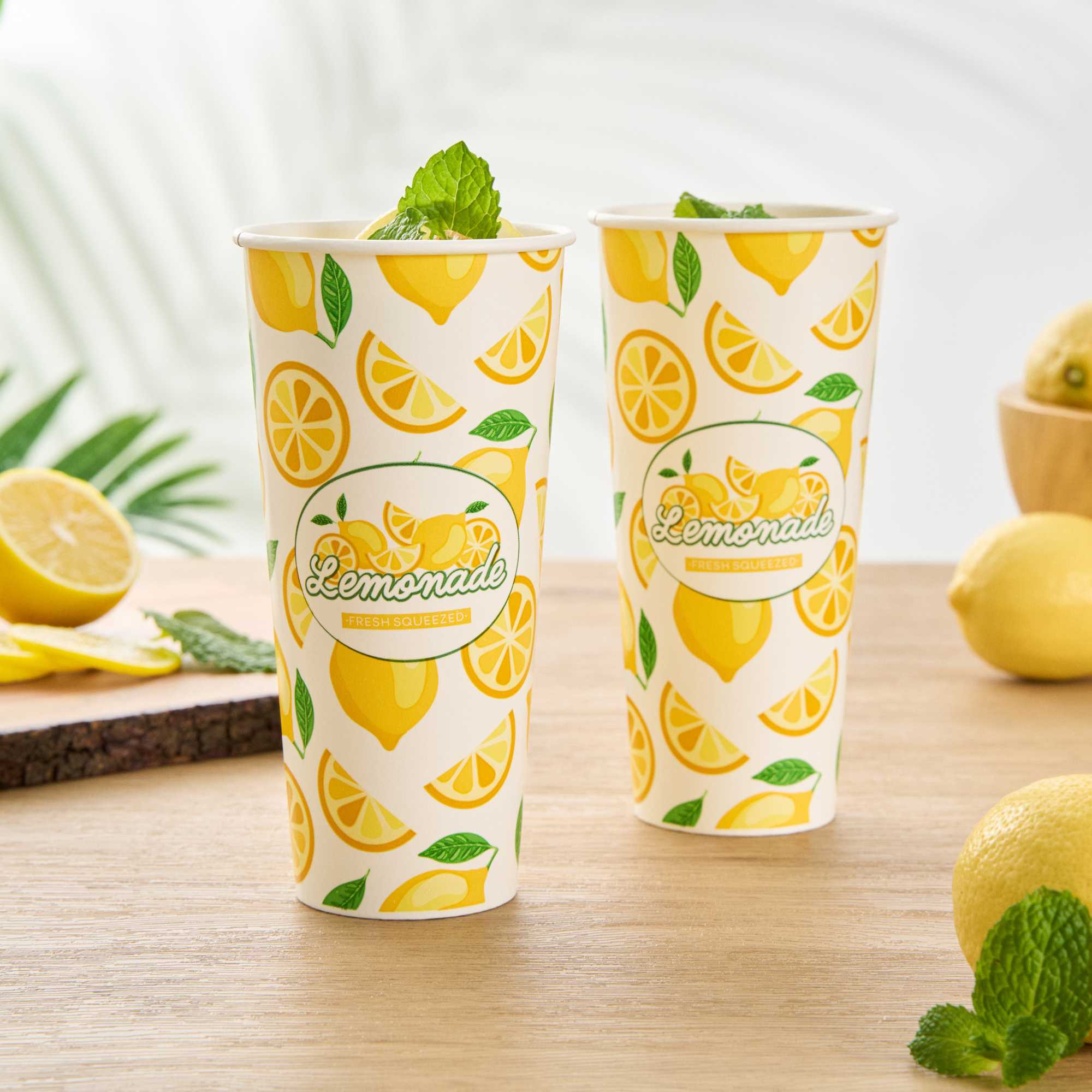 Chef 101 24 oz Tall Poly Paper Lemonade Cup - 25 count box