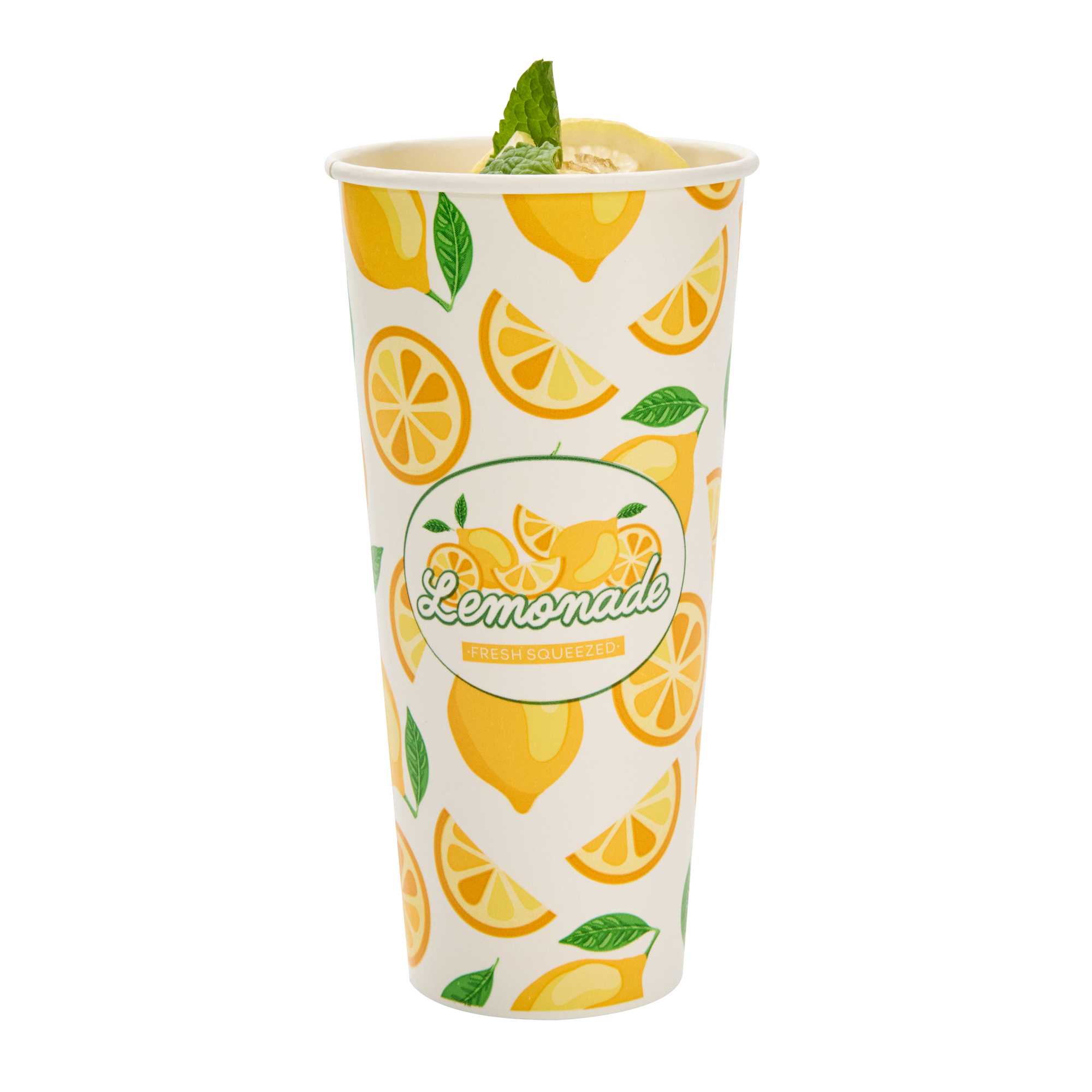 Chef 101 24 oz Tall Poly Paper Lemonade Cup - 25 count box