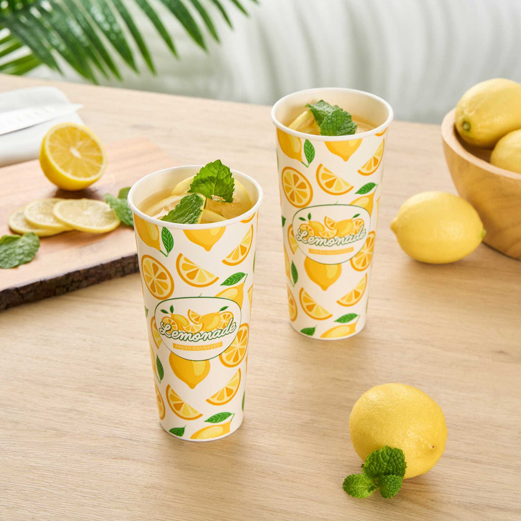 Chef 101 24 oz Tall Poly Paper Lemonade Cup - 25 count box