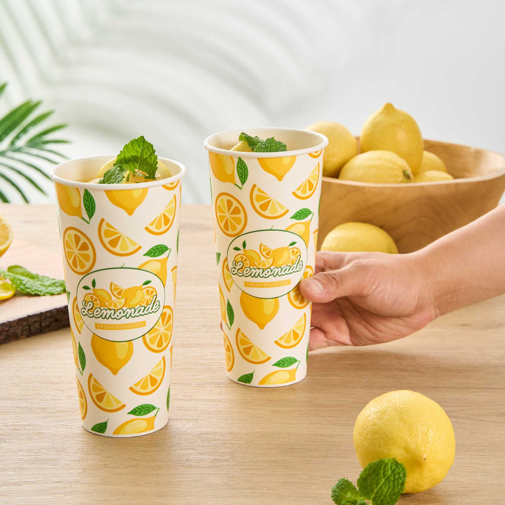 Chef 101 24 oz Tall Poly Paper Lemonade Cup - 25 count box