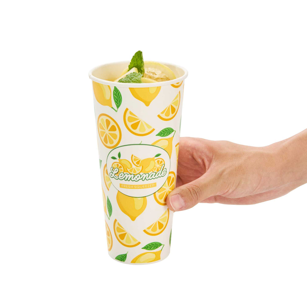 Chef 101 24 oz Tall Poly Paper Lemonade Cup - 500 count box