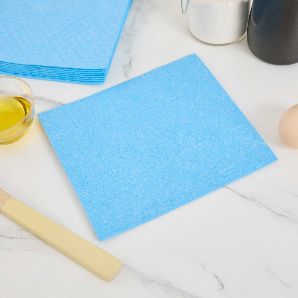 Clean Tek Professional Blue Reusable Swedish Dishcloth - Biodegradable - 6 3/4" x 7 3/4" - 10 count box