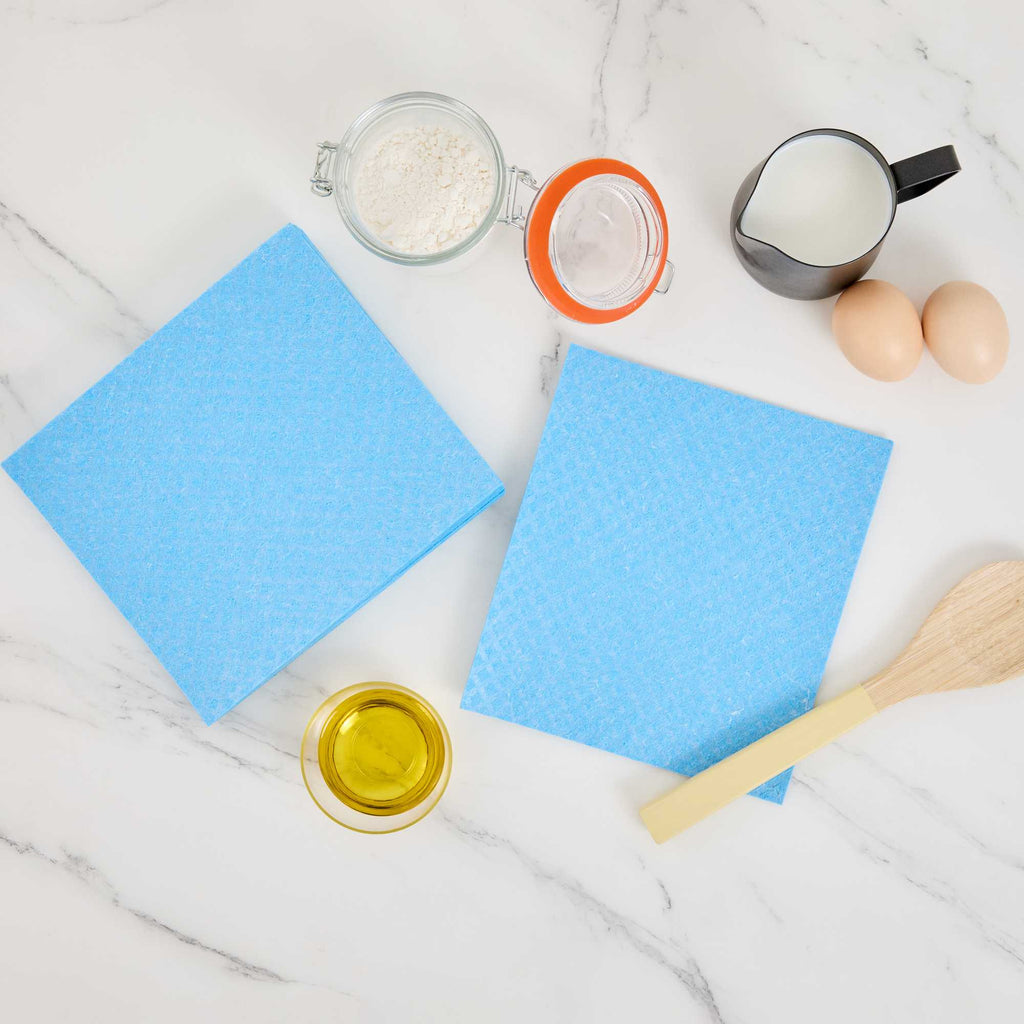 Clean Tek Professional Blue Reusable Swedish Dishcloth - Biodegradable - 6 3/4" x 7 3/4" - 10 count box
