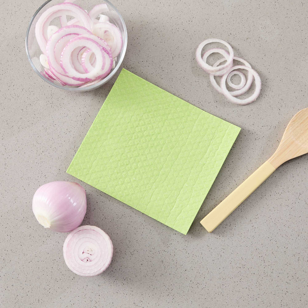 Clean Tek Professional Green Reusable Swedish Dishcloth - Biodegradable - 6 3/4" x 7 3/4" - 10 count box