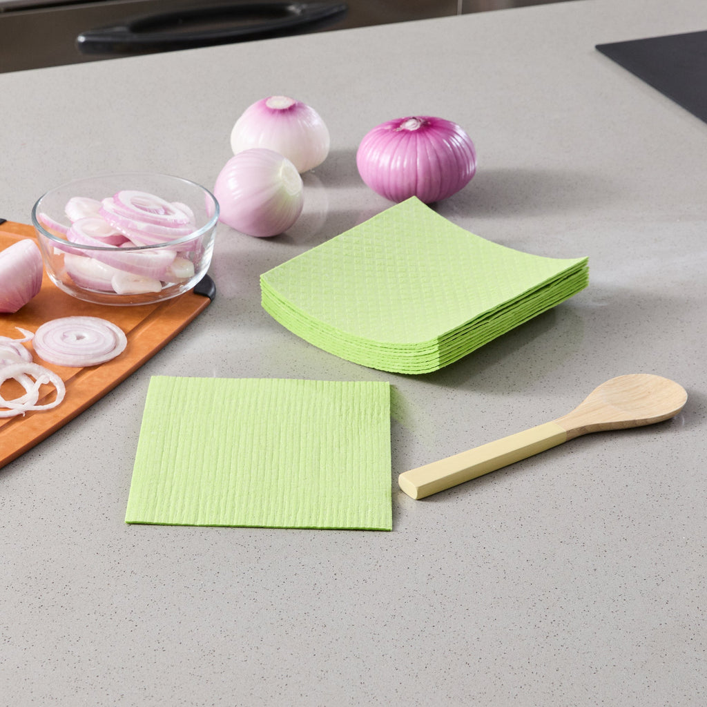 Clean Tek Professional Green Reusable Swedish Dishcloth - 6 3/4" x 7 3/4" - 200 count box
