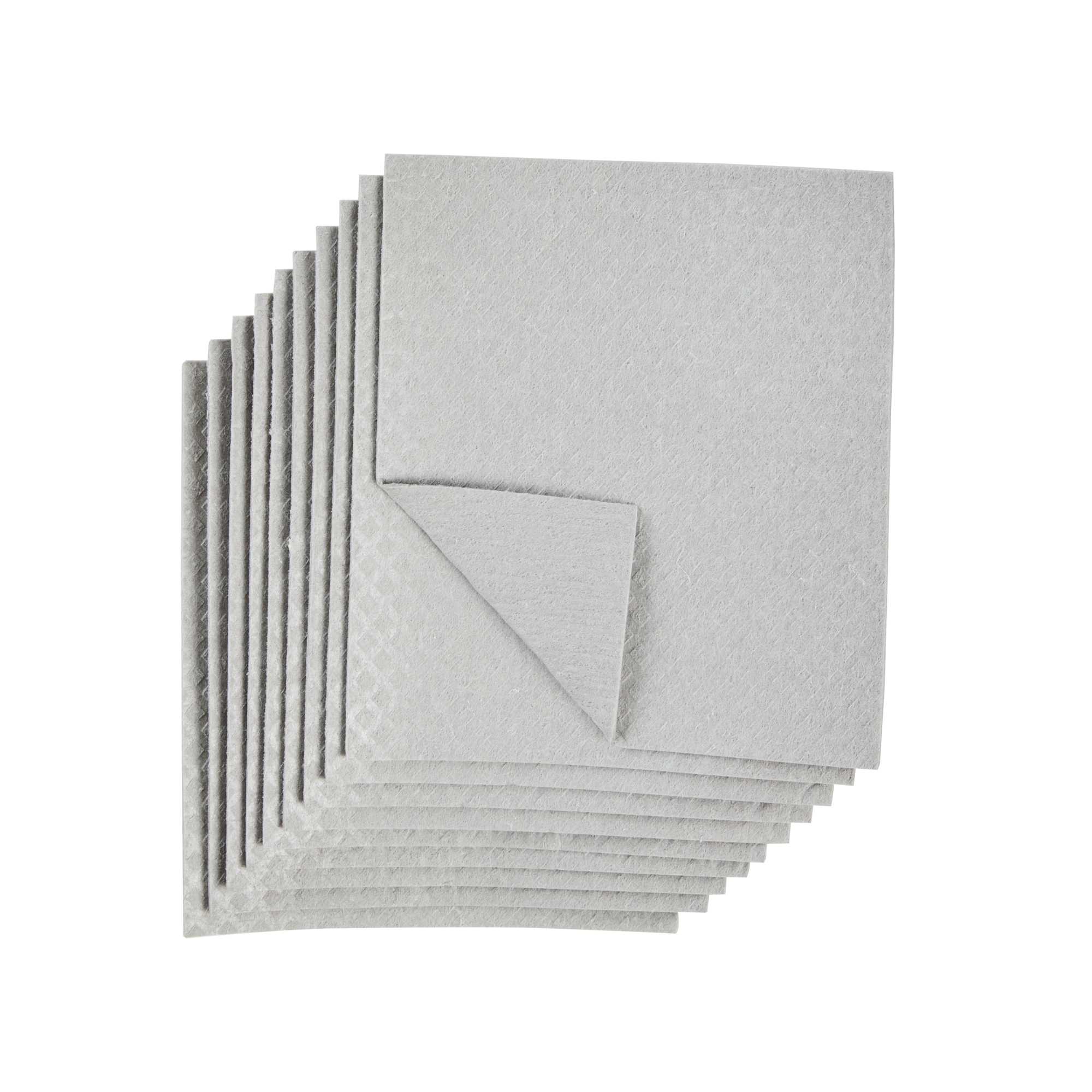 Clean Tek Professional Gray Reusable Swedish Dishcloth - Biodegradable - 6 3/4" x 7 3/4" - 10 count box
