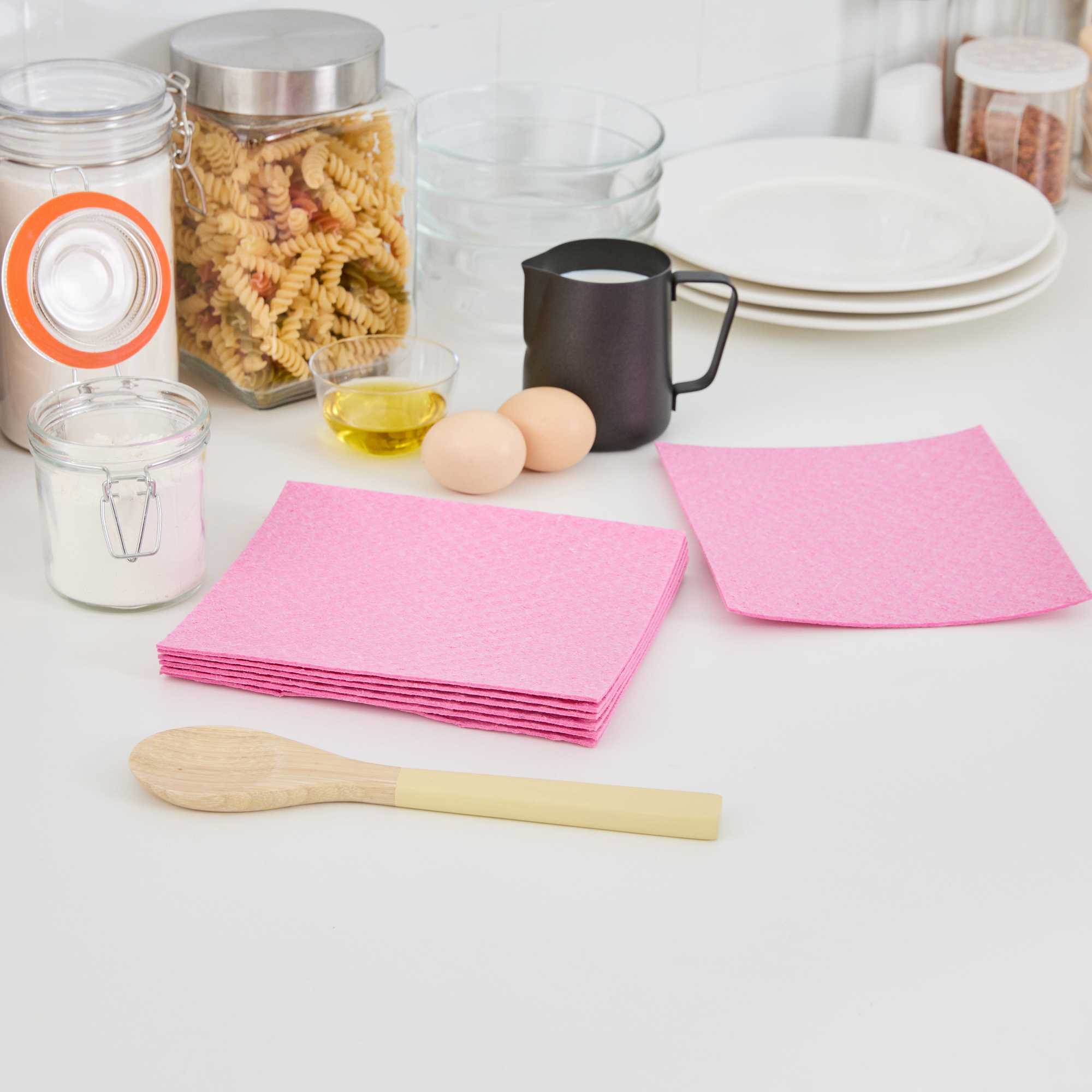 Clean Tek Professional Pink Reusable Swedish Dishcloth - Biodegradable - 6 3/4" x 7 3/4" - 10 count box