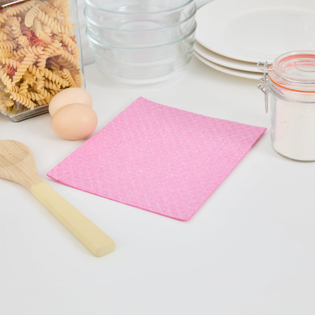 Clean Tek Professional Pink Reusable Swedish Dishcloth - 6 3/4" x 7 3/4" - 200 count box
