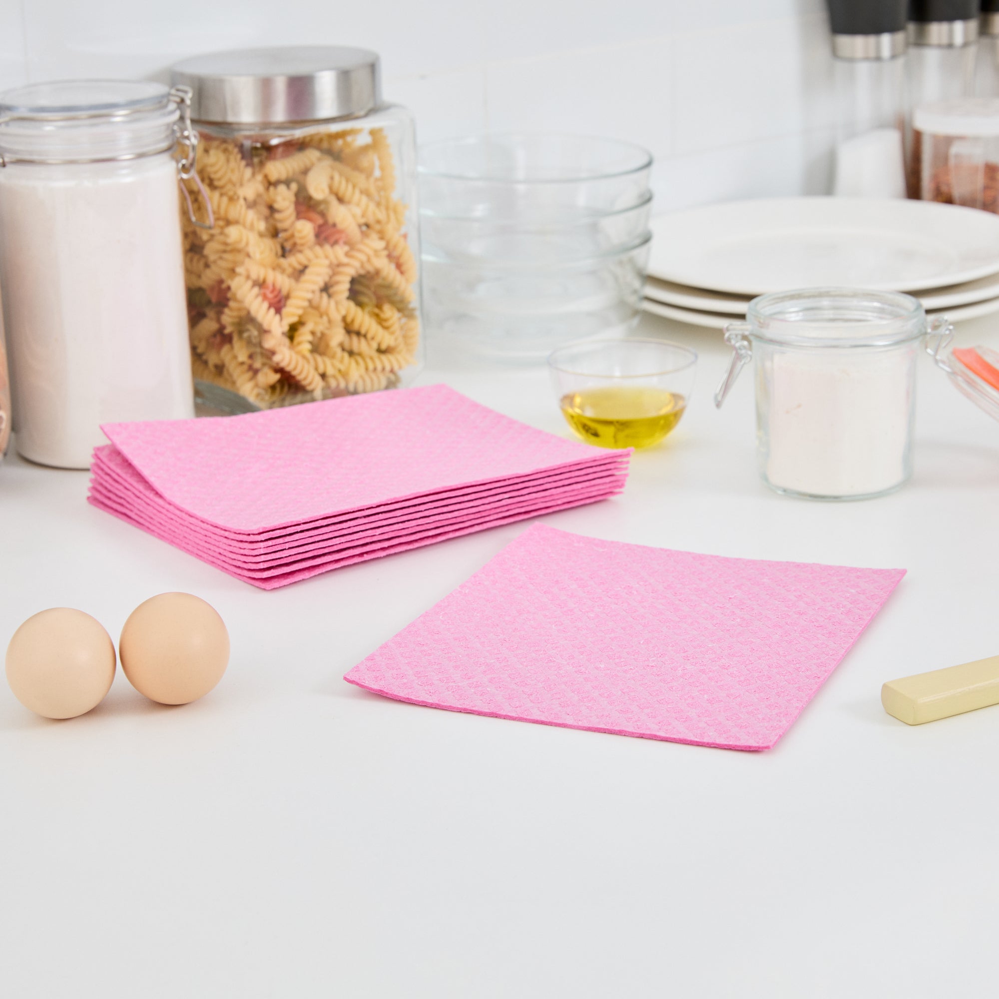 Clean Tek Professional Pink Reusable Swedish Dishcloth - 6 3/4" x 7 3/4" - 200 count box