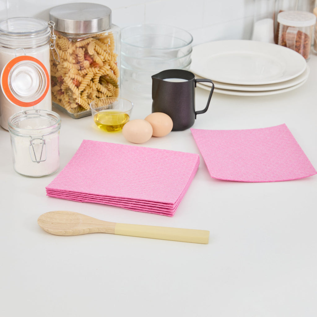 Clean Tek Professional Pink Reusable Swedish Dishcloth - 6 3/4" x 7 3/4" - 200 count box