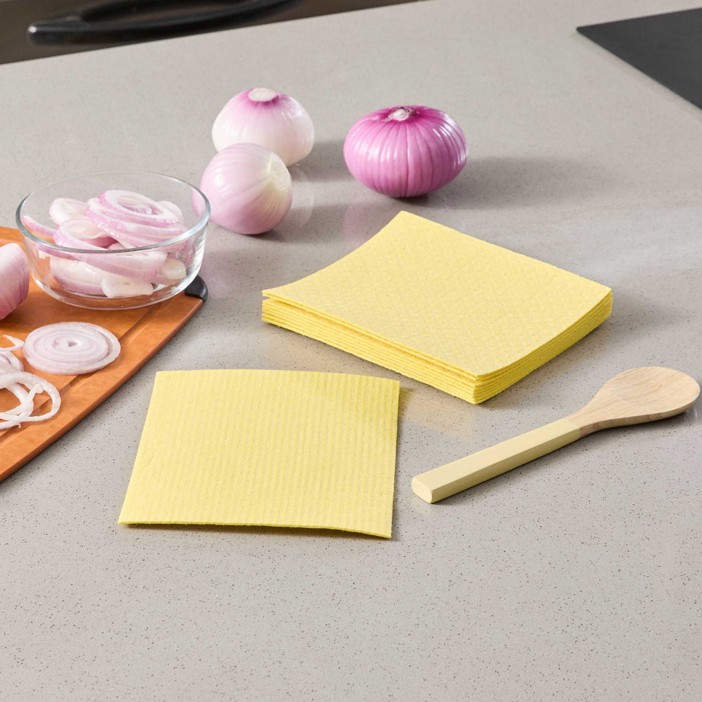 Clean Tek Professional Yellow Reusable Swedish Dishcloth - Biodegradable - 6 3/4" x 7 3/4" - 10 count box