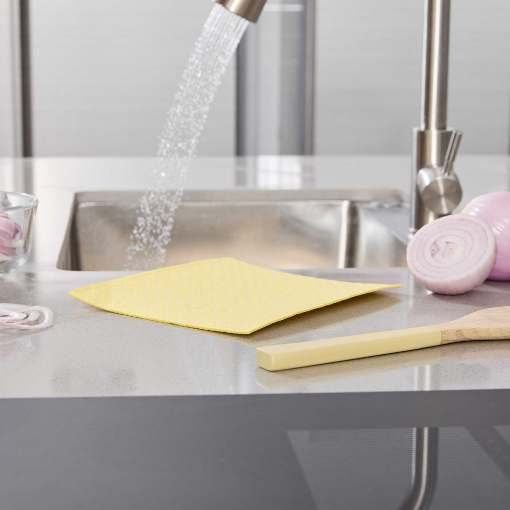 Clean Tek Professional Yellow Reusable Swedish Dishcloth - Biodegradable - 6 3/4" x 7 3/4" - 10 count box