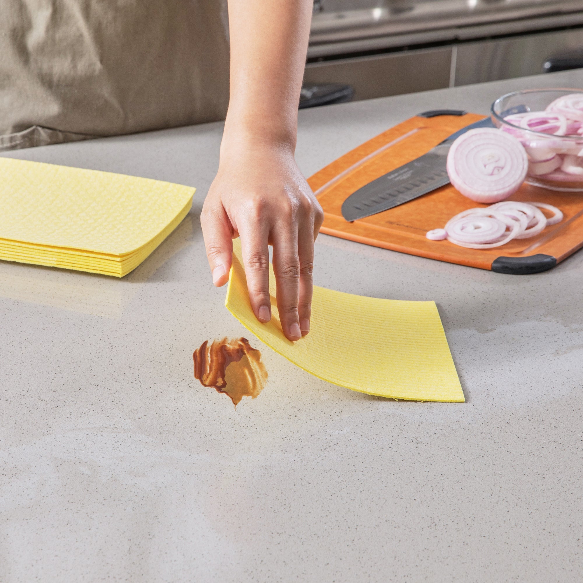 Clean Tek Professional Yellow Reusable Swedish Dishcloth - 6 3/4" x 7 3/4" - 200 count box