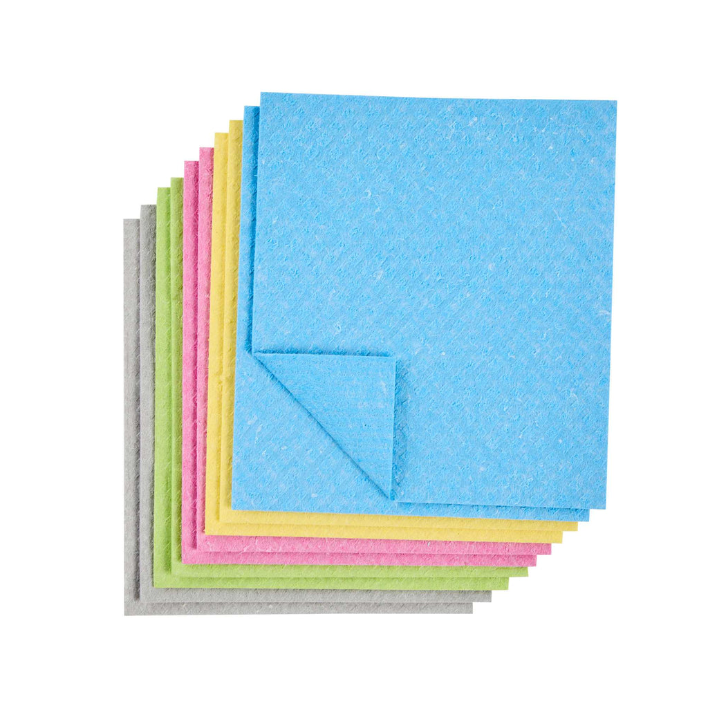 Clean Tek Professional Assorted Reusable Swedish Dishcloth - Biodegradable - 6 3/4" x 7 3/4" - 10 count box