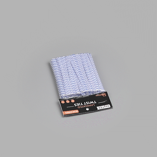 Bag Tek Blue Stripe Paper Twist Tie / Bag Tie - Laminated - 4" - 500 count box