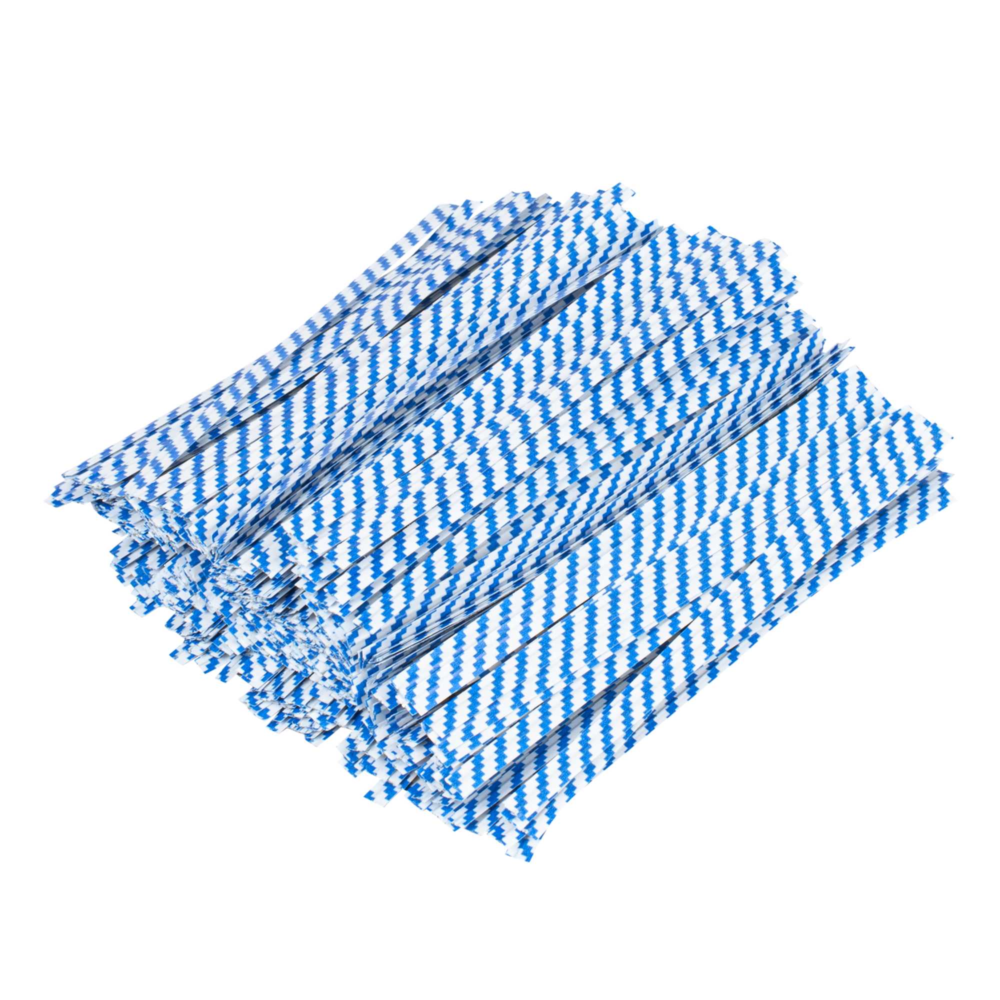 Bag Tek Blue Stripe Paper Twist Tie / Bag Tie - Laminated - 4" - 50000 count box