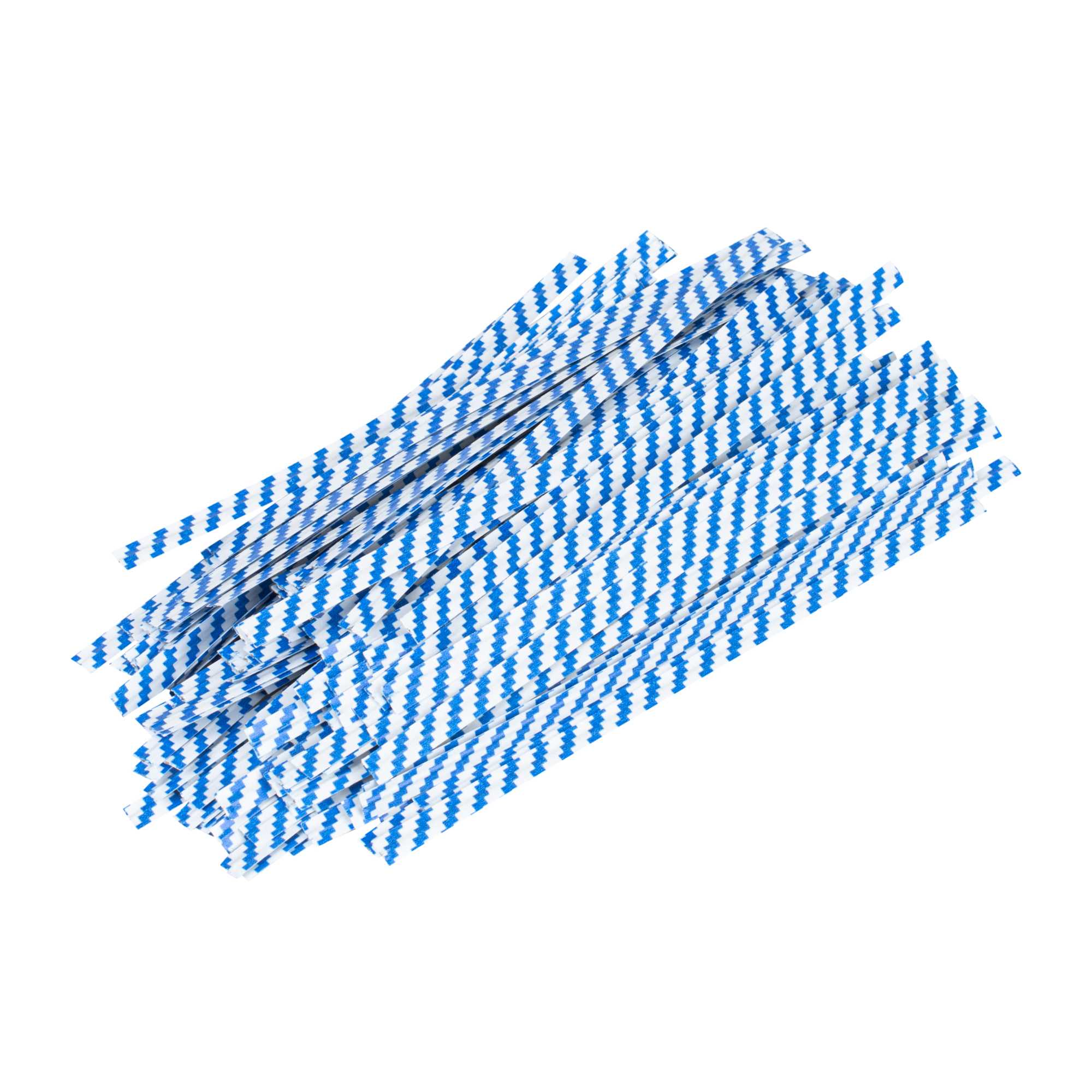 Bag Tek Blue Stripe Paper Twist Tie / Bag Tie - Laminated - 4" - 50000 count box