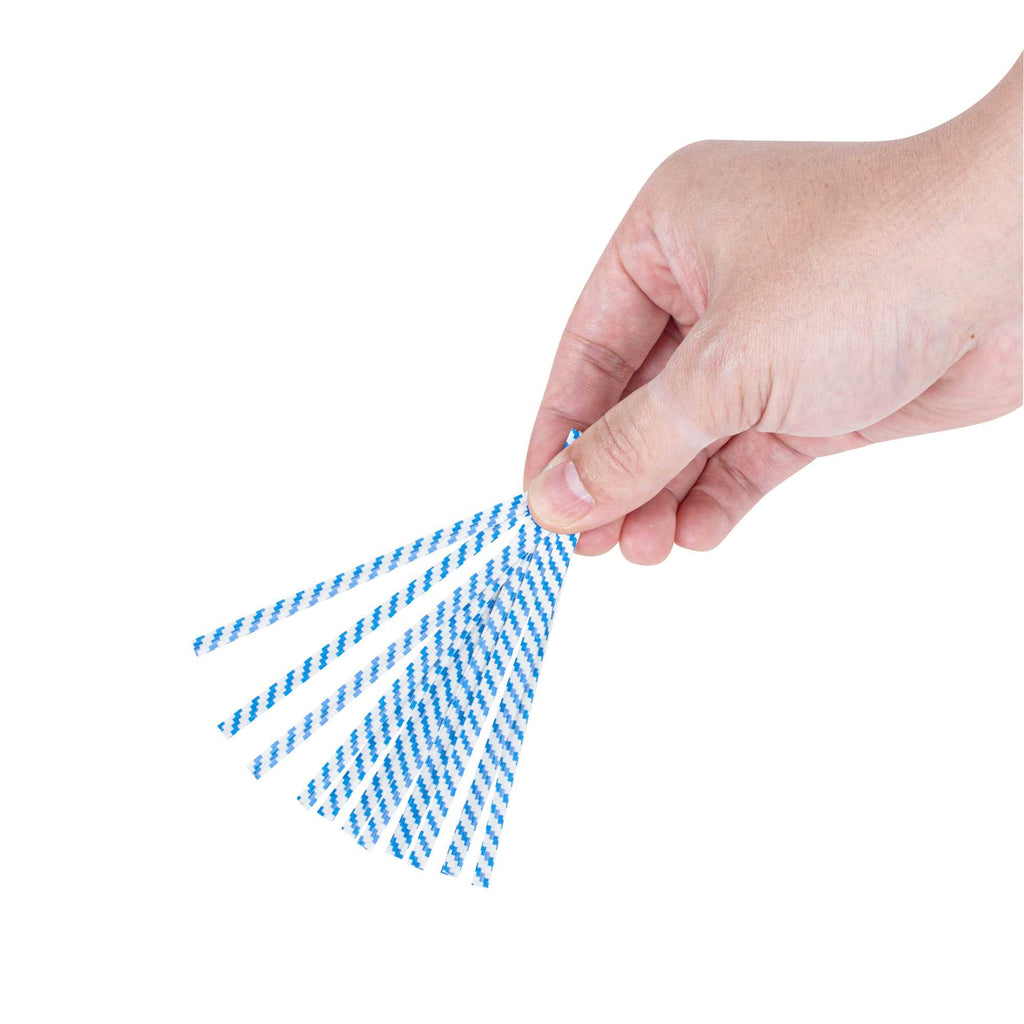 Bag Tek Blue Stripe Paper Twist Tie / Bag Tie - Laminated - 4" - 5000 count box