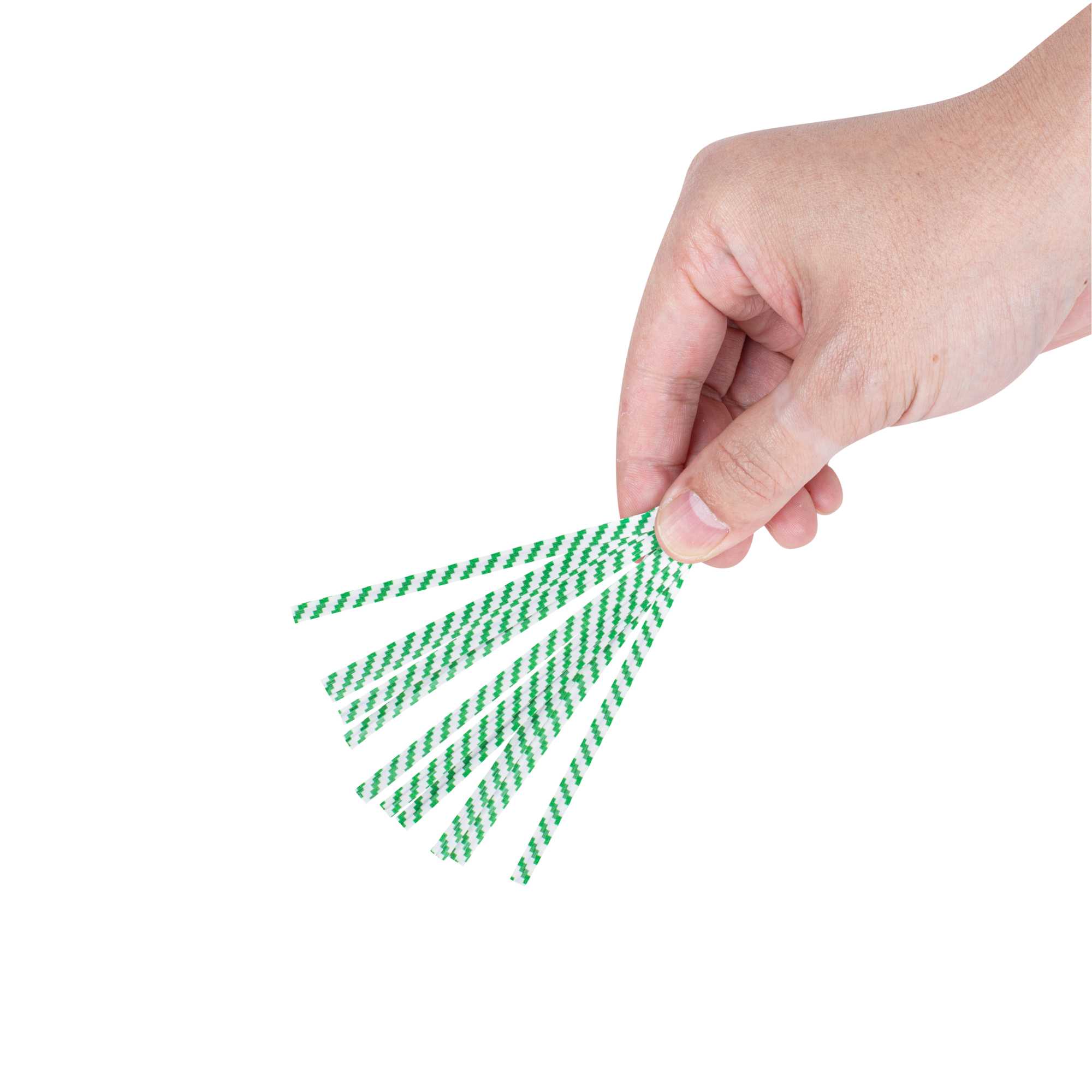 Bag Tek Green Stripe Paper Twist Tie / Bag Tie - Laminated - 4" - 500 count box