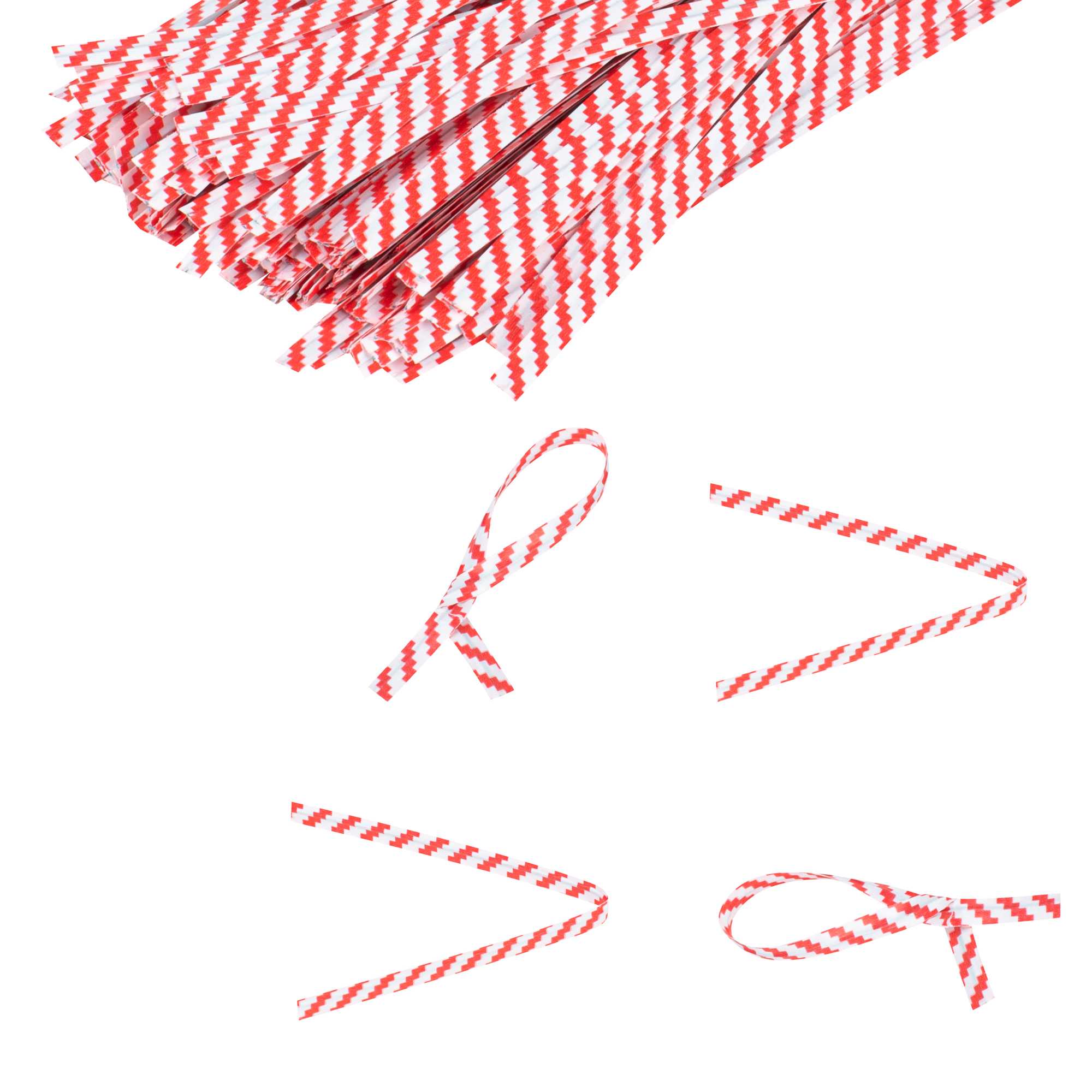 Bag Tek Red Stripe Paper Twist Tie / Bag Tie - Laminated - 4" - 500 count box