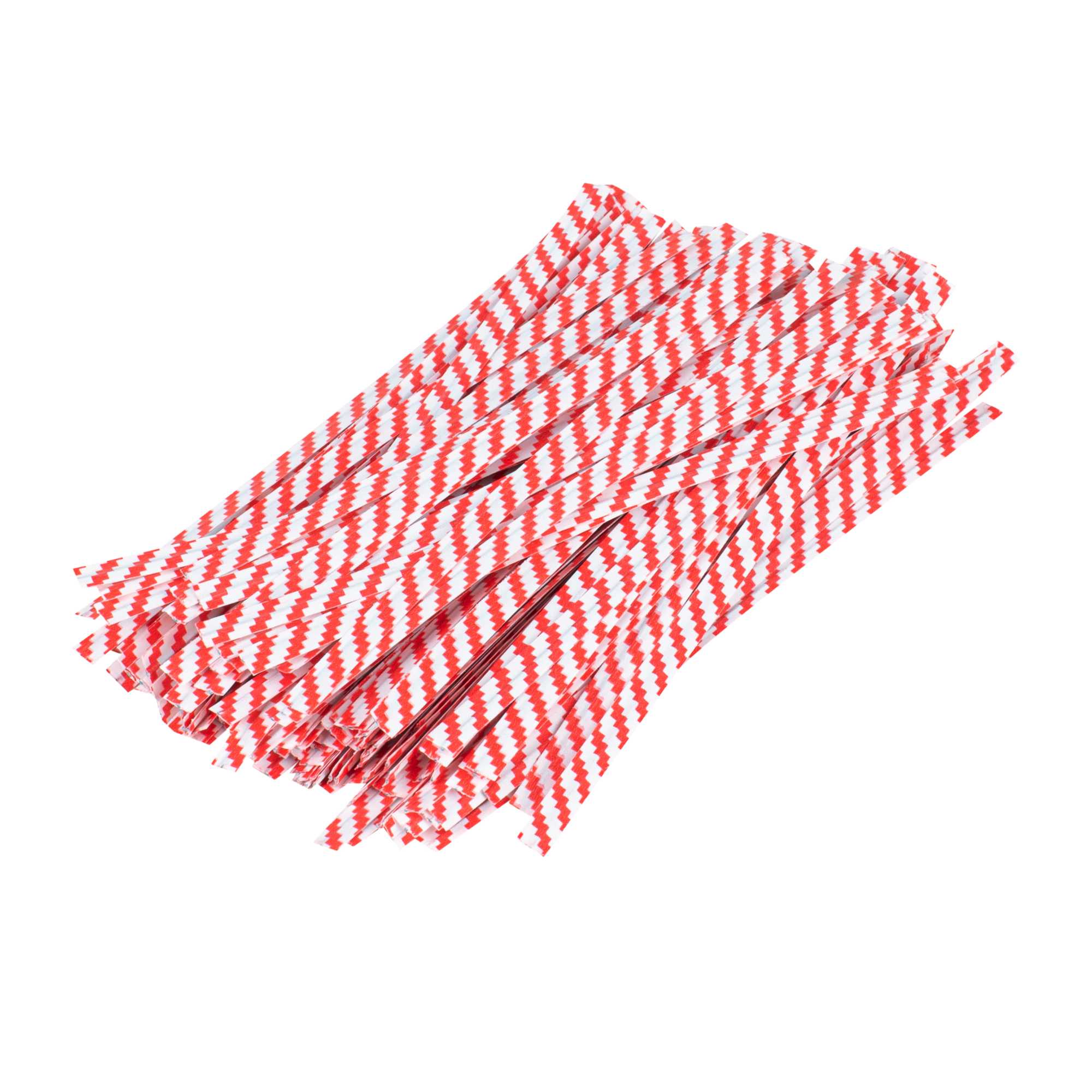 Bag Tek Red Stripe Paper Twist Tie / Bag Tie - Laminated - 4" - 5000 count box