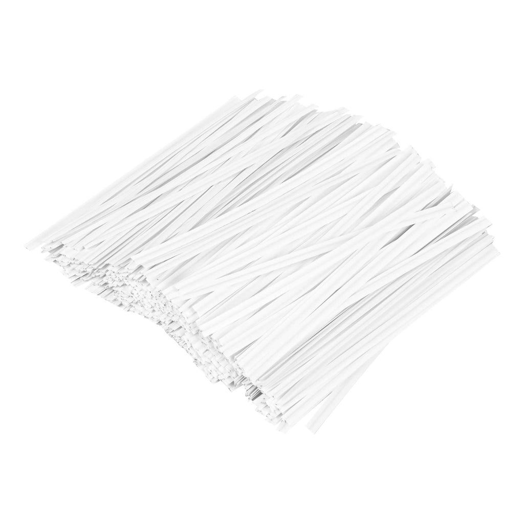Bag Tek White Paper Twist Tie / Bag Tie - Laminated - 4" - 5000 count box