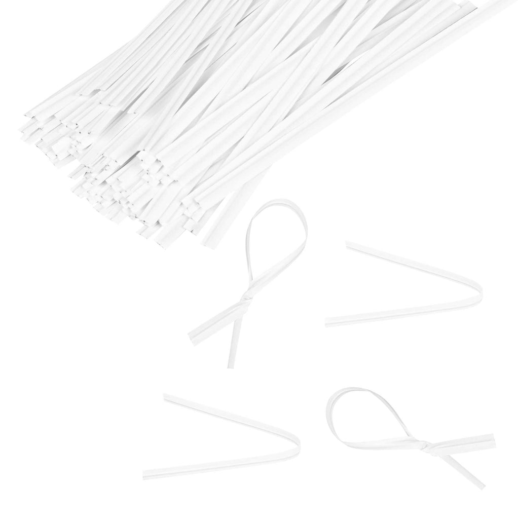 Bag Tek White Paper Twist Tie / Bag Tie - Laminated - 4" - 50000 count box