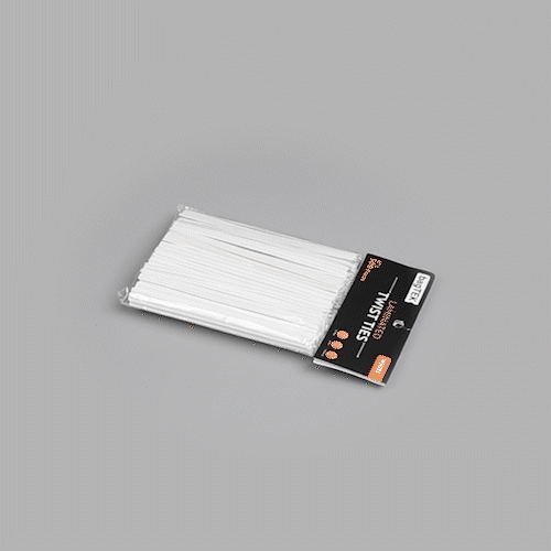 Bag Tek White Paper Twist Tie / Bag Tie - Laminated - 4" - 50000 count box