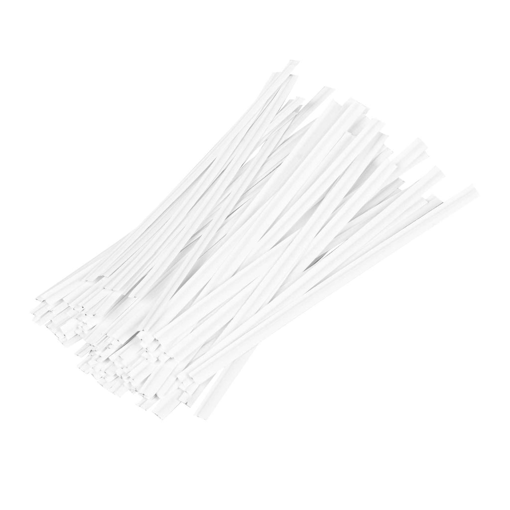 Bag Tek White Paper Twist Tie / Bag Tie - Laminated - 4" - 50000 count box