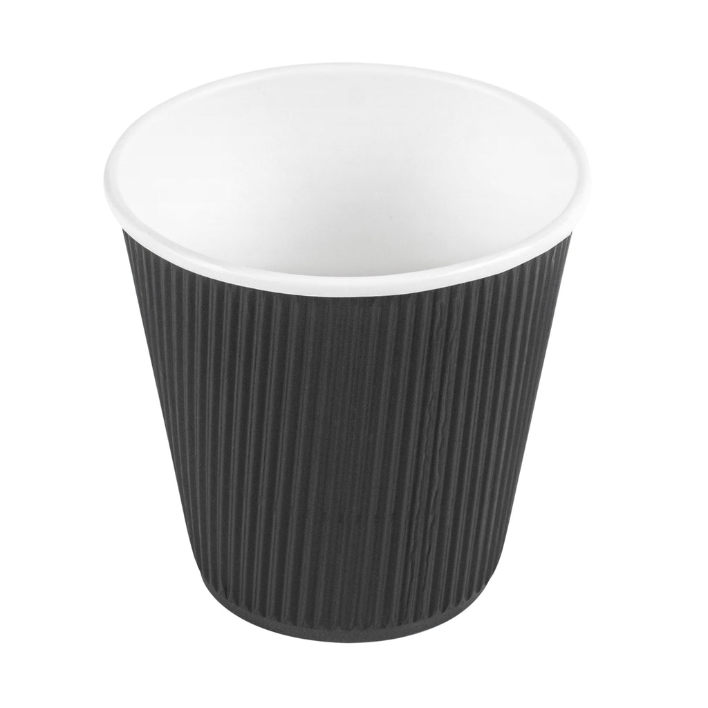 Restpresso 8 oz Black Paper Hot Cup - Individually Wrapped, Ripple Wall - 500 count box
