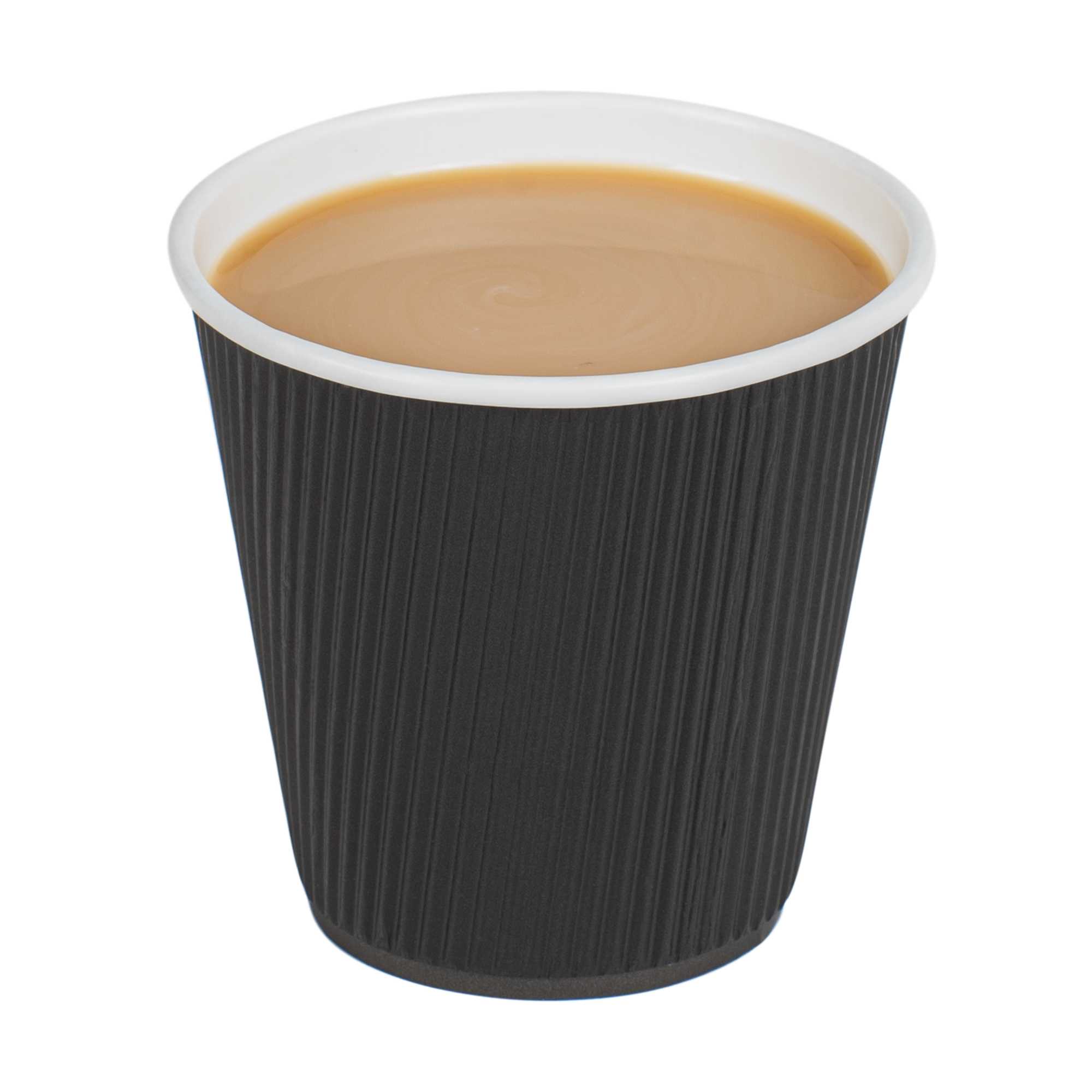 Restpresso 8 oz Black Paper Hot Cup - Individually Wrapped, Ripple Wall - 25 count box