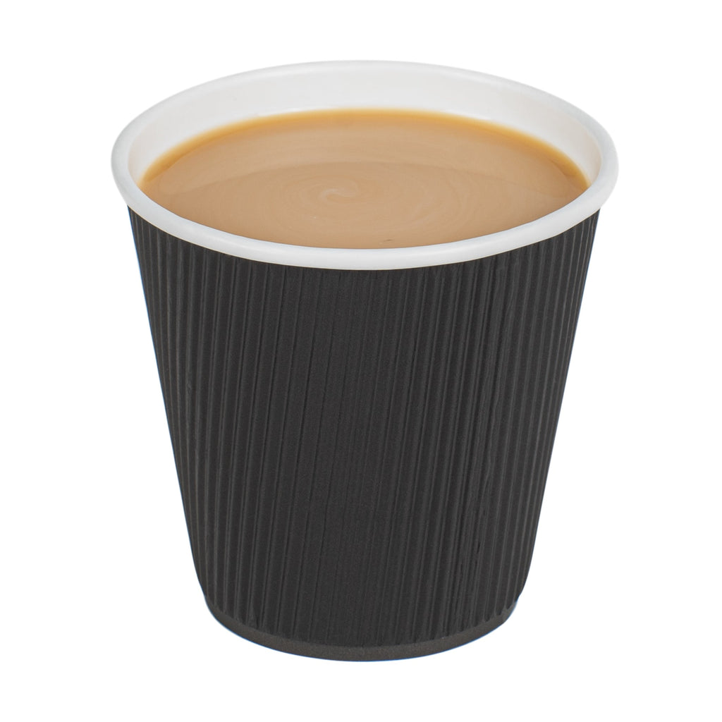 Restpresso 8 oz Black Paper Hot Cup - Individually Wrapped, Ripple Wall - 500 count box