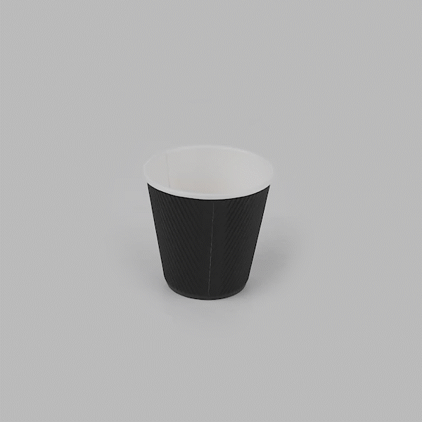 Restpresso 8 oz Black Paper Hot Cup - Individually Wrapped, Ripple Wall - 500 count box