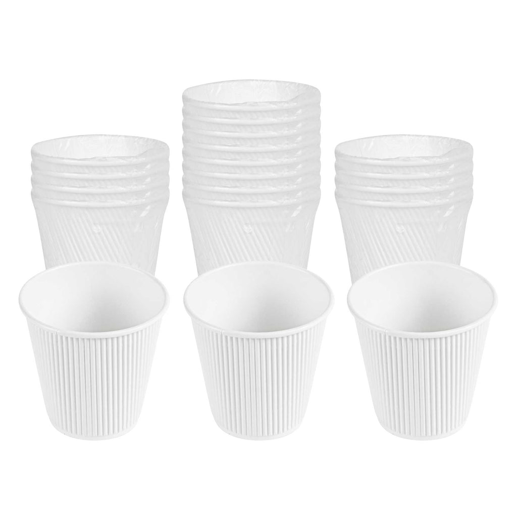 Restpresso 8 oz White Paper Hot Cup - Individually Wrapped, Ripple Wall - 25 count box