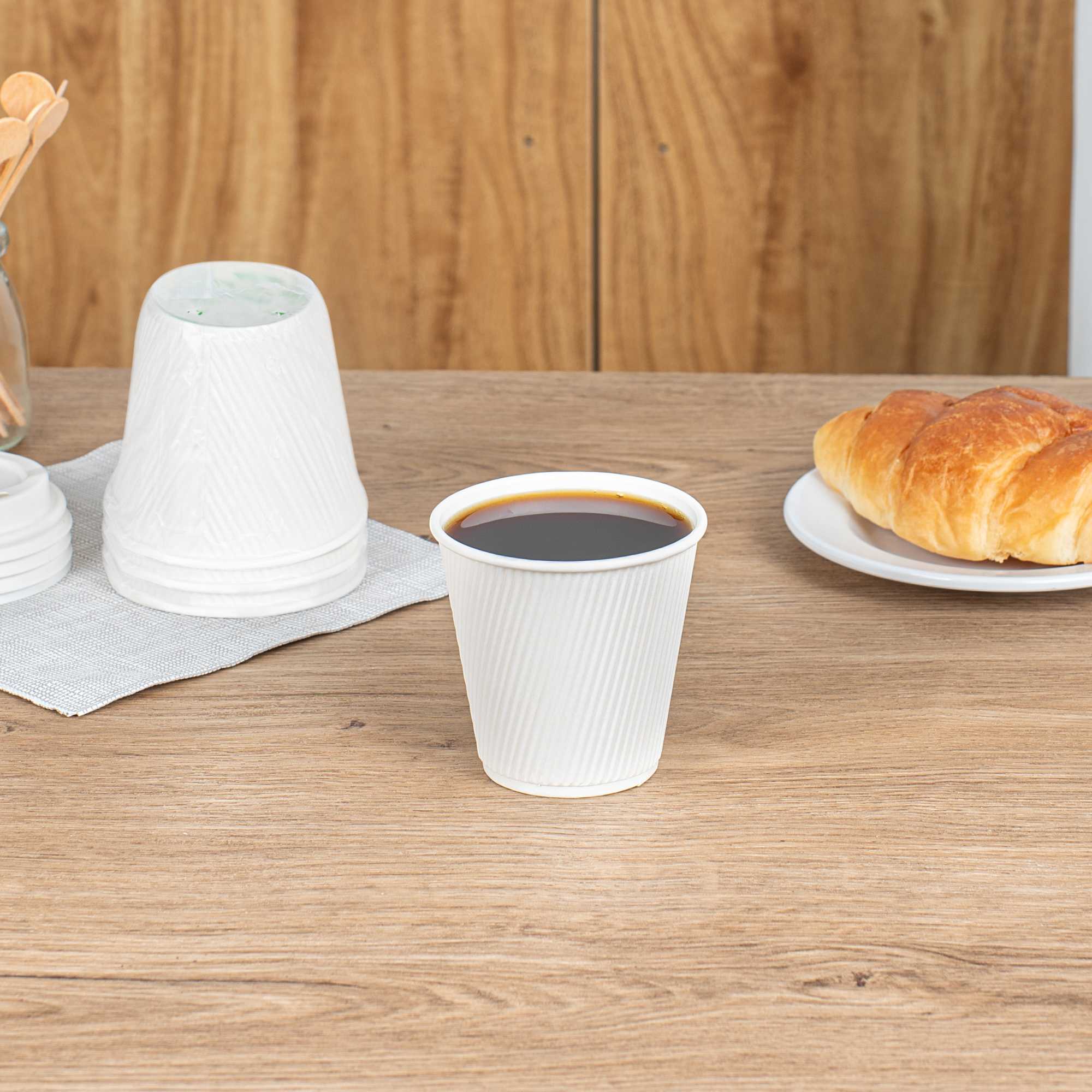 Restpresso 8 oz White Paper Hot Cup - Individually Wrapped, Ripple Wall - 25 count box
